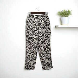 J.Crew Women's Animal Print Brown Linen Pants Size 00